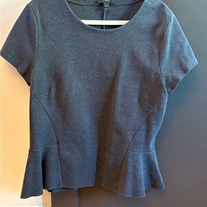 J. Crew Stretch Charcoal Peplum Blouse